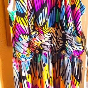 Susie Chin NWT silky Dress, multi colored  Size 14